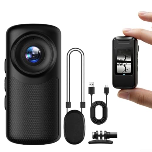 Aetluxery Caméra d'action magnétique portable HD 1080p avec objectif grand angle de 100 °, batterie 1000 mAh pour animal domestique, promenade, travail, voyage, enregistreur vidéo (noir)