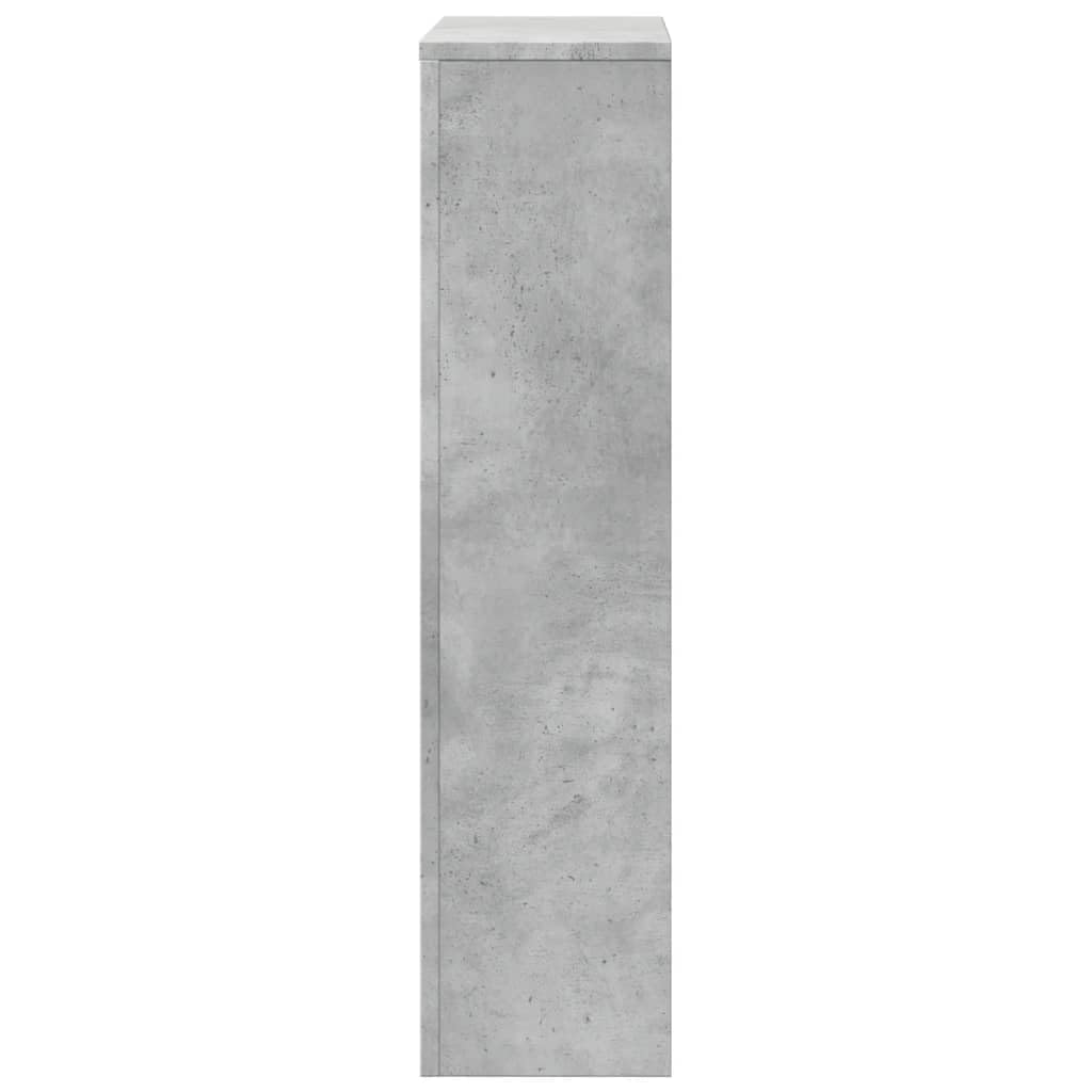 Revestimiento para radiadores de color gris hormigón, material de madera, 104 x 20 x 82 cm, con diseño de lamas, práctica superficie de almacenamiento, duradera y resistente a la humedad