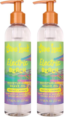 Image of Tree Hut Electric Beach Moisturizing Shave Oil, Hydrating Gel-to-Oil Formula for a Close, Smooth Shave, Made with Shea Butter, For All Skin Types, 7.7 fl oz (Pack of 2)
