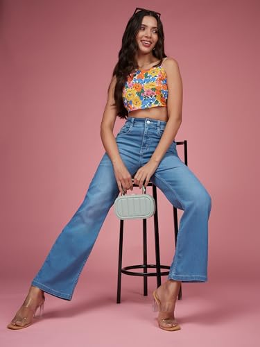 Image of Miss Chase Women's Wide Leg High Rise Regular-Length Stretchable Denim Jeans
