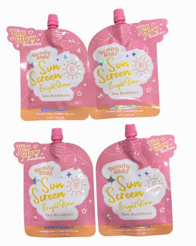 You Glow Babe Beauty White Sunscreen Bright Glow with Sea Buckthorn SPF 50 PA+++ (Double Twin Pack 25g x 4)
