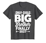 Only Child Expires 2027 Promoted to Big Brother Finally T-Shirt, Youth, Dark Heather Grey, Large