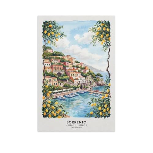 Impression de peinture paysage urbain Sorrento poster de voyage vintage grand paysage 60x90