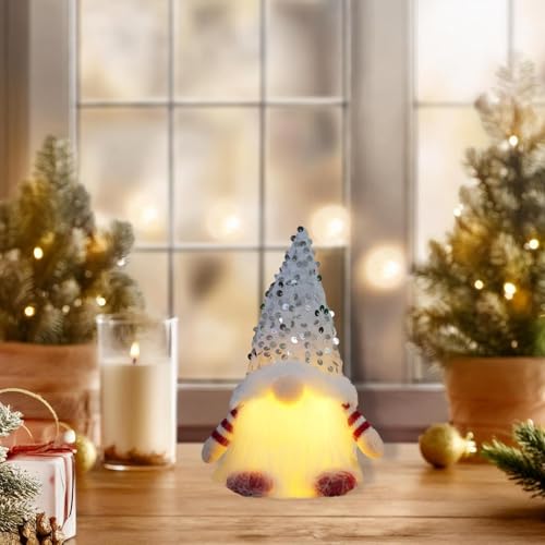 Gnome de Noël avec éclairage LED, décoration de bureau soignée