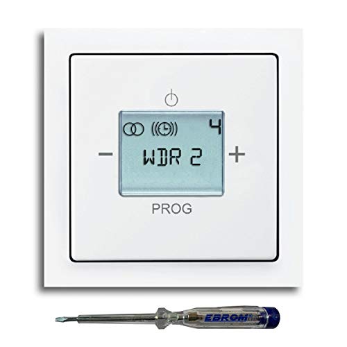 Busch Jäger Unterputz UP Radio (8215U) Future Linear Studioweiß glänzend – Komplett-Set mit Radioeinheit 8215 U, 1-fach Rahmen und Radioabdeckung