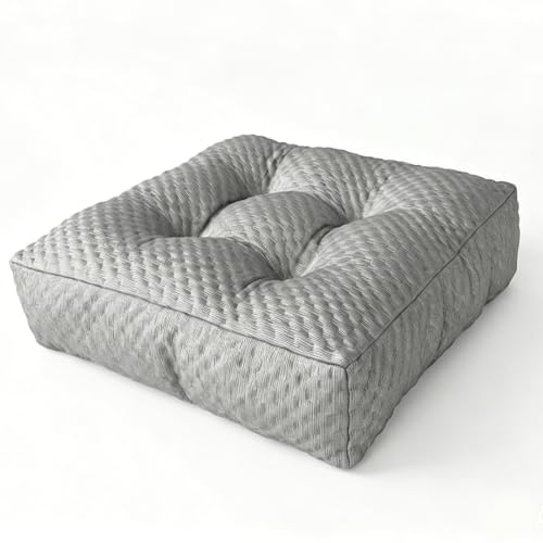 Coussin de chaise 45x45x10 cm gris capitonné intérieur extérieur