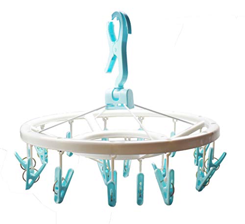 UNIWARE 18 Pegs Round Drying Rack/Hanger, 14.5\" (37cm), White/Blue Color