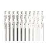 HQMaster CNC Router Bits, 10 Pack Spiral Router Bit End Mill 4mm Shank Upcut Milling Cutter Cutting Engraving Tool Set Kit Tungsten Steel for MDF, Acrylic