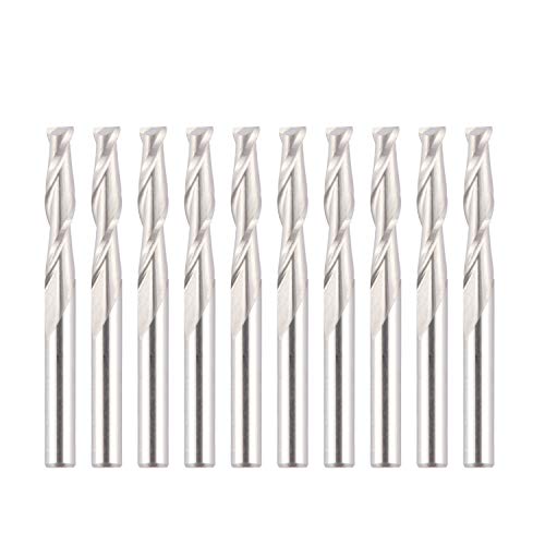 HQMaster CNC Router Bits, 10 Pack Spiral Router Bit End Mill 4mm Shank Upcut Milling Cutter Cutting Engraving Tool Set Kit Tungsten Steel for MDF, Acrylic