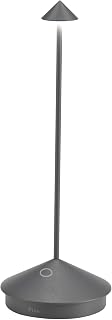 Zafferano, Pina-Lamp, Rechargeable Wireless Table Lamp with Touch Control, Also Useful as Outdoor Lamp, Dimmer, 2200-3000K, Height 29CM, Color Dark Grey