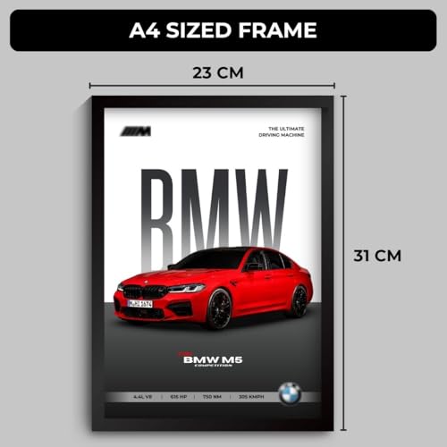 Image of Funk You Store BMW M5 Poster | Framed BMW A4 Sized (31 x 23 cm) | Car Poster for Wall, Gift for Boys, Sportcar Frames | Car Posters for Wall, Bedroom, Hostel, Study Area, Hostel, Dorm (F 020)