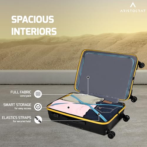 Image of Aristocrat Rock | Set of 3 Trolley Bag, 55+66+76 Cm, Small+Medium+Large Hardside Luggage | 4 Wheels, Combination Lock | Polypropylene | Suitcase for Travel | 7 Year International Warranty | Jet Black