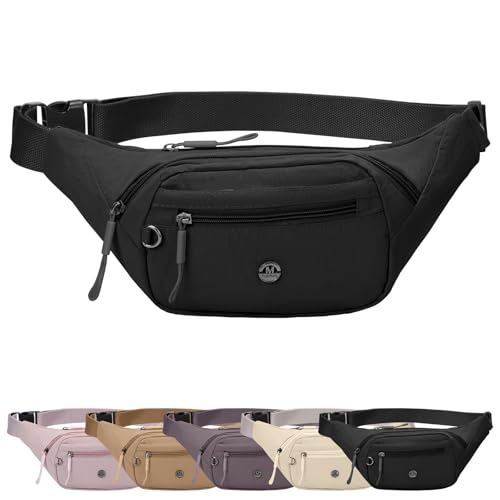 Women Bumbags Fanny Pack for Ladies Fashion Bum Bag Men Lightweight Adjustable Travel Waist Pack for Walking Hiking Running Jogging (Black)