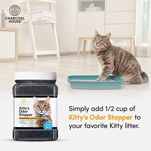 Kitty's Odor Stopper - 4Lbs Of Activated Charcoal Cat Litter Box Odor Eliminator | Friendly Freshener | Unscented Deodorizer - Child Safe, Non-Toxic & Fresh | Extends Feline Litter Life #TOP4
