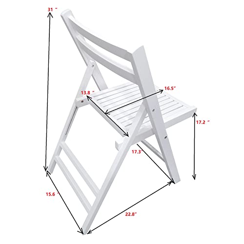 Jlbenqijl Set Of 4 Folding Wood Chairs Poplar Wooden Slatted Seat For Dining Room Kitchen Balcony Wedding Occasion Events, White #TOP1