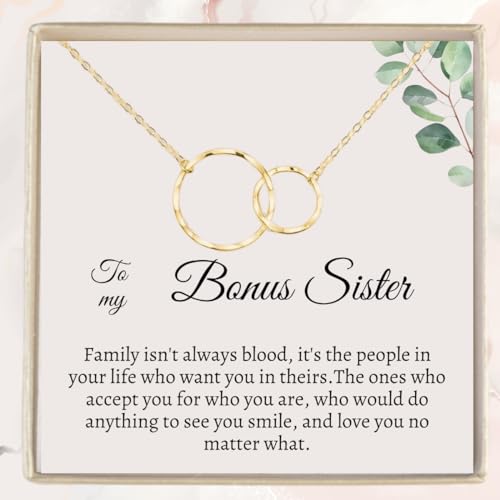 IPINK-Bonus Sisters Gift Sister-in-Law Sister of The Groom Wedding Flower Girl Bridal Shower StepSister Gifts Birthday Wedding Gift (Linked Circle)