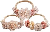 CaySep 3PCS Baby Girl Flower Headbands Set Elastic Bow Hair Band Handmade Bow For Newborn Infant Toddler Pack