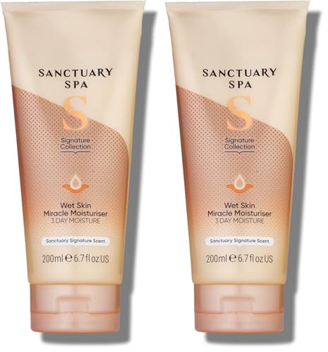 Image of Sanctuary Spa Wet Skin Miracle Moisturiser, No Mineral Oil, Cruelty Free and Vegan In Shower Moisturiser, Orange, 200 ml (Pack of 2)