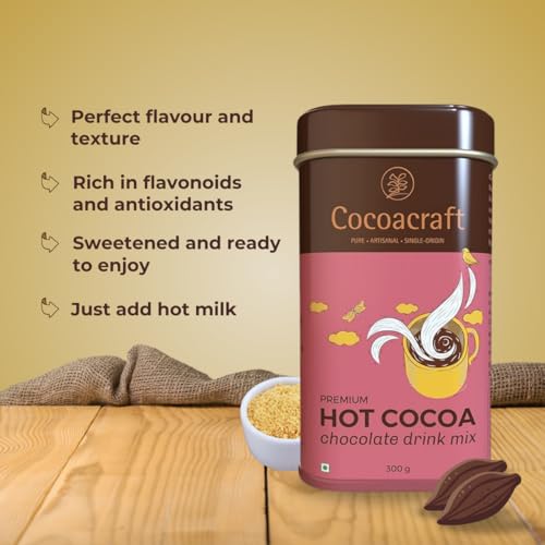 Image of Cocoacraft Hot Cocoa Chocolate Mix (300g) Drinking Hot Chocolate Mix with 22% Cocoa Butter |100% Natural | Handmade Artisanal Cocoa Mix from Kerala.
