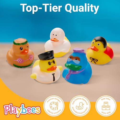 image for Playbees Assorted Rubber Ducks in Bulk Mini Rubber Duckies for Kids Ba