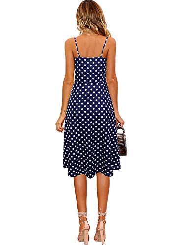 Image of Berydress Women's Casual Beach Summer Dresses 2026 Solid Cotton Flattering A-Line Spaghetti Strap Button Down Midi Sundress