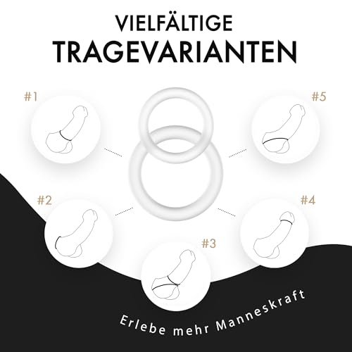 Liebesfreunde® Deluxe Penisring Set - 6 dehnbare Cockringe für härtere Erektionen, Penis- und Hodenringe für Männer - Perfekte Passform, Sex Spielzeug für Paare, transparent