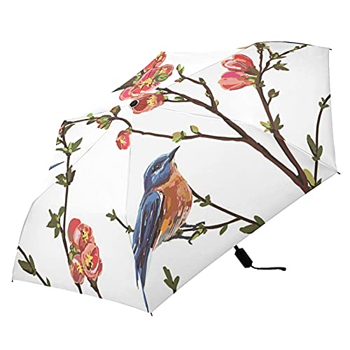 Parapluie pliable de qualité supérieure motif oiseau et fleurs rouges