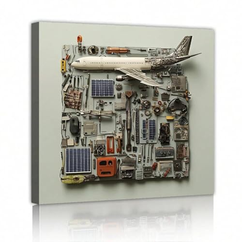 Jouets d'avion pour enfants impression sur toile avec cadre 55 x 55 cm