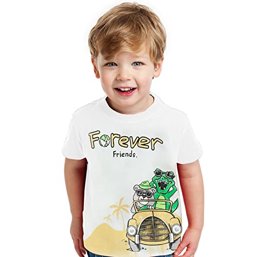 MRAFDGFB Conjunto de roupas infantis meninos manga curta desenho desenho dinossauro estampa top esta