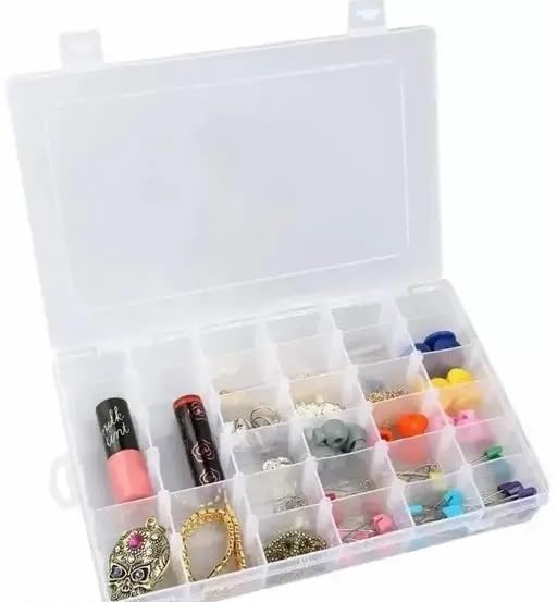 Women’s Plastic Jewellery Grid Organizer Box with Imitation Adjustable Dividers 36 Grid Boxes for Travel, Home, Storage Box for MACKUP, Jewellery Vanity Box NO |Type -646 for Home and Kitchen