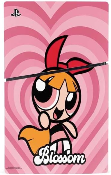 Skinit Decal Gaming Skin Compatible with PS5 Slim Digital Edition Console - Officially Licensed Cartoon Network Powerpuff Girls Blossom Pink Hearts Design Pink - PWRPFF10 image 2 of 4 B0CQMVJ27Y