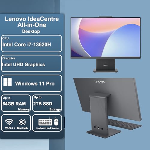 Image of Lenovo IdeaCentre AIO Desktop 27 inch FHD IPS Touchscreen (99% sRGB) Intel 10-core i7-13620H (Beats Ultra 9 185H) 16GB RAM 512GB SSD Type-C Harman Speaker Wi-Fi6 5MP Camera Win11Pro