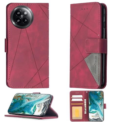 Aroepurt Case Compatible for Xiaomi Civi 4 Pro Phone Case Cover [with Tempered Glass Screen Protector] Flip Stand Cover PU Leather Wallet Case Red