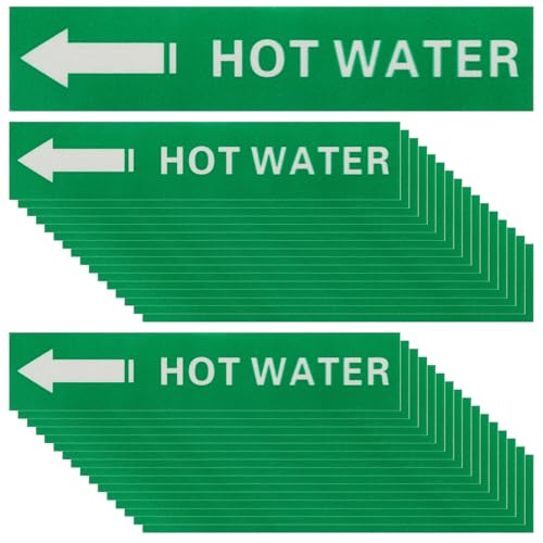 Etiquetas para tuberías de agua caliente con flecha a la izquierda verde PATIKIL 36 uds
