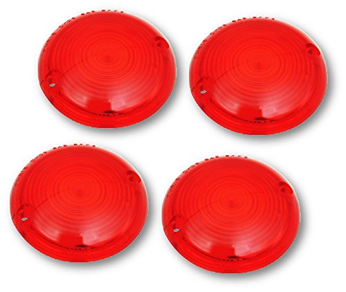 Orange Cycle Parts 4 Pack Flat Red Turn Signal Blinker Lens for Harley FL/FLH/FLH-80 1963-1984 FX 1971-1982 Sport Glide FXRT 1984-1985 repl. 68570-63A