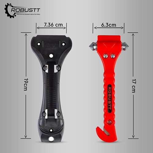 Image of Robustt Car Safety Hammer Emergency Escape Tool with Seat Belt Cutter and Vehicle Window Glass Breaker (Pack of 1)