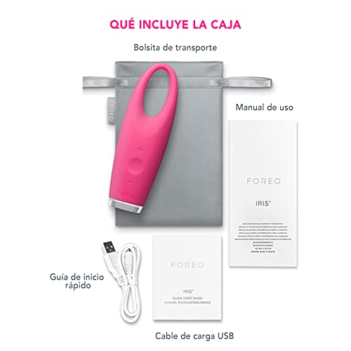 Foreo Iris Masajeador y Iluminador del Contorno de ojo, Elimina Ojeras, Hinchazón y Bolsas, Aumenta la Absorción de tu Crema o Sérum del Contorno de ojo, Antiarrugas, Magenta