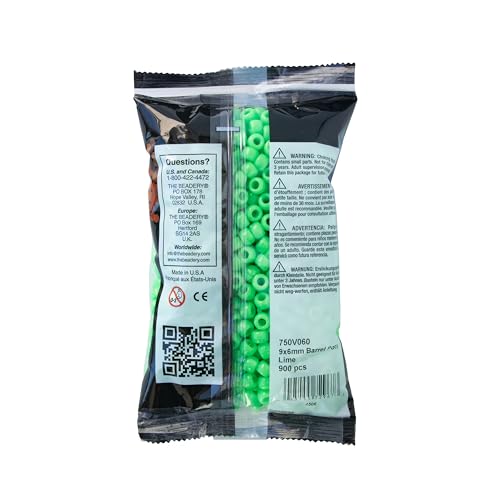 Image of The Beadery - 9x6mm Barrel Pony Bead, Lime - 900 Pieces - 750V060