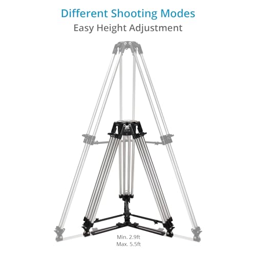 PROAIM Mitchell Heavy-duty Camera Tripod Stand with Spreader. Twin-Spiked Feet, Aluminum Legs. Height 35-66\". 250kg/551lb Payload (P-MTCL-STD)