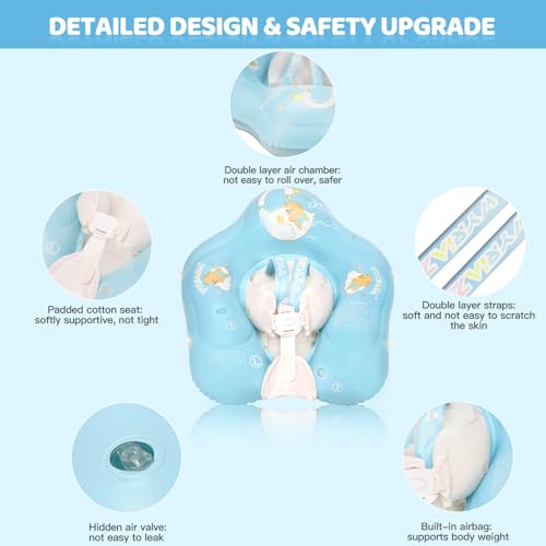 Image of LOOWARTS Baby Float with Canopy,Infant Pool Float with Safety Seat,Baby Swimming Float & Swim Float & Water Float UPF50+ UV Protection for Toddler from 3 to 36 Months