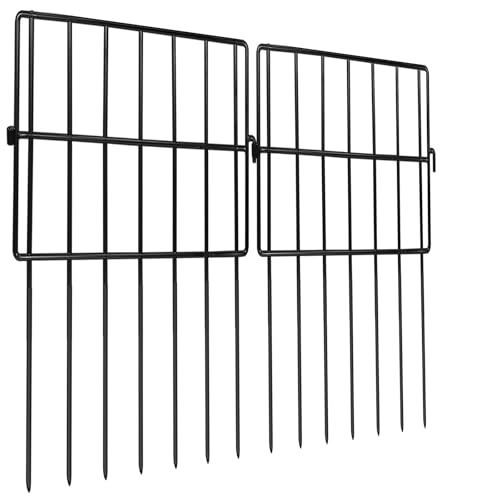 Getlay 54 Panels Garden Fence Animal Barrier, 16in(H) Total Length 54ft(L) Dog Fence Barrier, 1.5" Gap No Dig Fencing for Rabbits Ground Stakes Defense, Rustproof Metal Fence Border for Outdoor Yard
