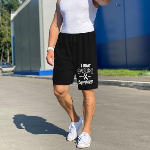 I Beat Cancer Whats Your Superpower Pajama Shorts for Men, Men's Pajama Bottoms, Sleepwear for Summer4