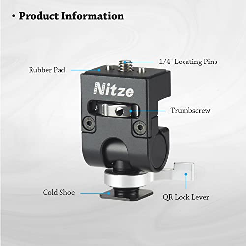 Nitze Field Monitor Mount (Quick Relase Cold Shoe To Retractable 1/4" Locating Pins), Swivel And Tilt Adjustable Low Profile Monitor Holder - N54-G1 #TOP1