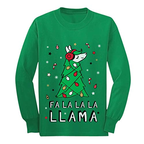 Tstars FA La La Llama Ugly Christmas Sweater Funny Xmas Youth Kids Long Sleeve T-Shirt