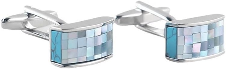 Men's French Crystal Cufflinks with Rectangular Shell Cufflinks