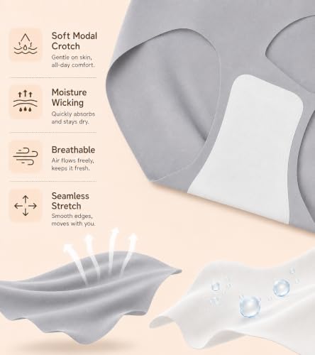 OWNFUN Seamless Hipster Underwear for Women No Panty Line Underwear Laser Cut No Show Panties Invisible Underwear for Leggings Mid Rise — view 5