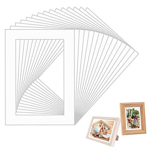 15 Stück weiße, vorgeschnittene 12,7 x 17,8 cm Passepartouts, säurefrei, matter Rahmen für 10,2 x 15,2 cm Bilder, abgeschrägter Fotorahmen für Fotos, Drucke, Kunstwerke
