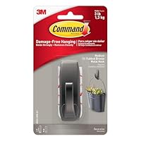 Command Modern Reflections Metal Bath Hook, Small, Satin Nickel, 1-Hook with Water-Resistant Strips (MR01-SN-BES)