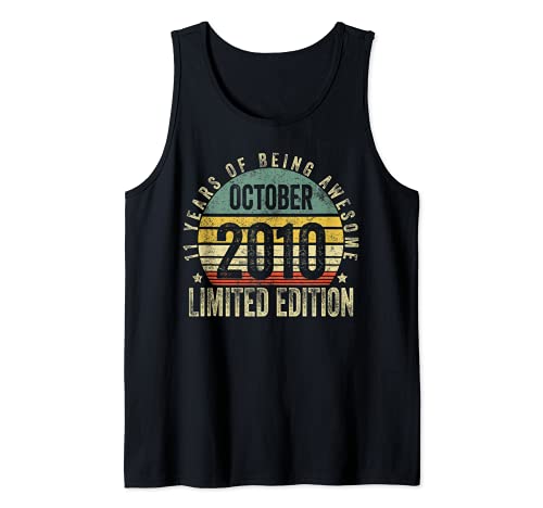 Limited Edition Awesome Since 2010 11th Birthday Retro Camiseta sin Mangas