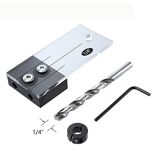 Namvo 1/4" Dowel Drilling Guide Jig Straight Pocket Hole Dowelling Jig Locator Step Drill Bit Woodworking Tool